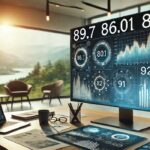 A creative representation of numerical data, including the values 89.7, 86.01, 82, and 91, in a professional landscape design.