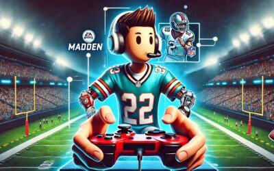 Hoavoc Madden Bitmoji character interacting in a virtual football gaming environment.